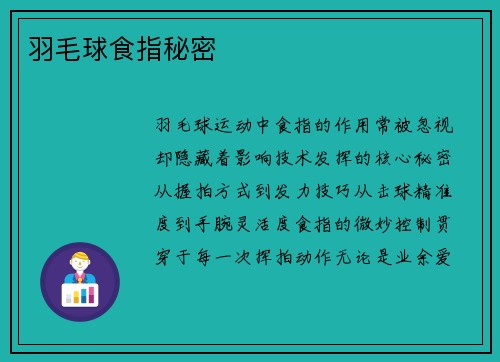 羽毛球食指秘密