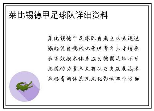 莱比锡德甲足球队详细资料